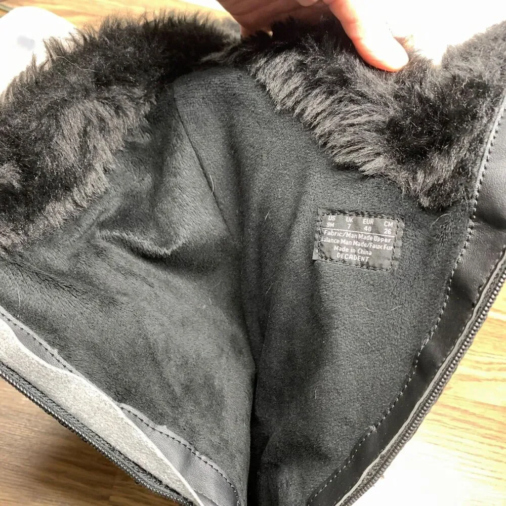 BZees black Ladies Knee High Boots Size 9 M Faux‎ Fur Decadent Low Wedge